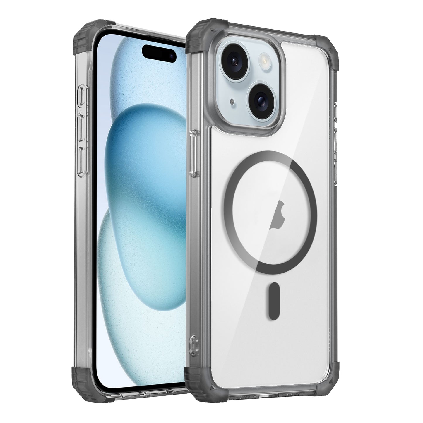 ELECTROPRIME For iPhone 15 Transparent MagSafe Magnetic Phone Case(Black)