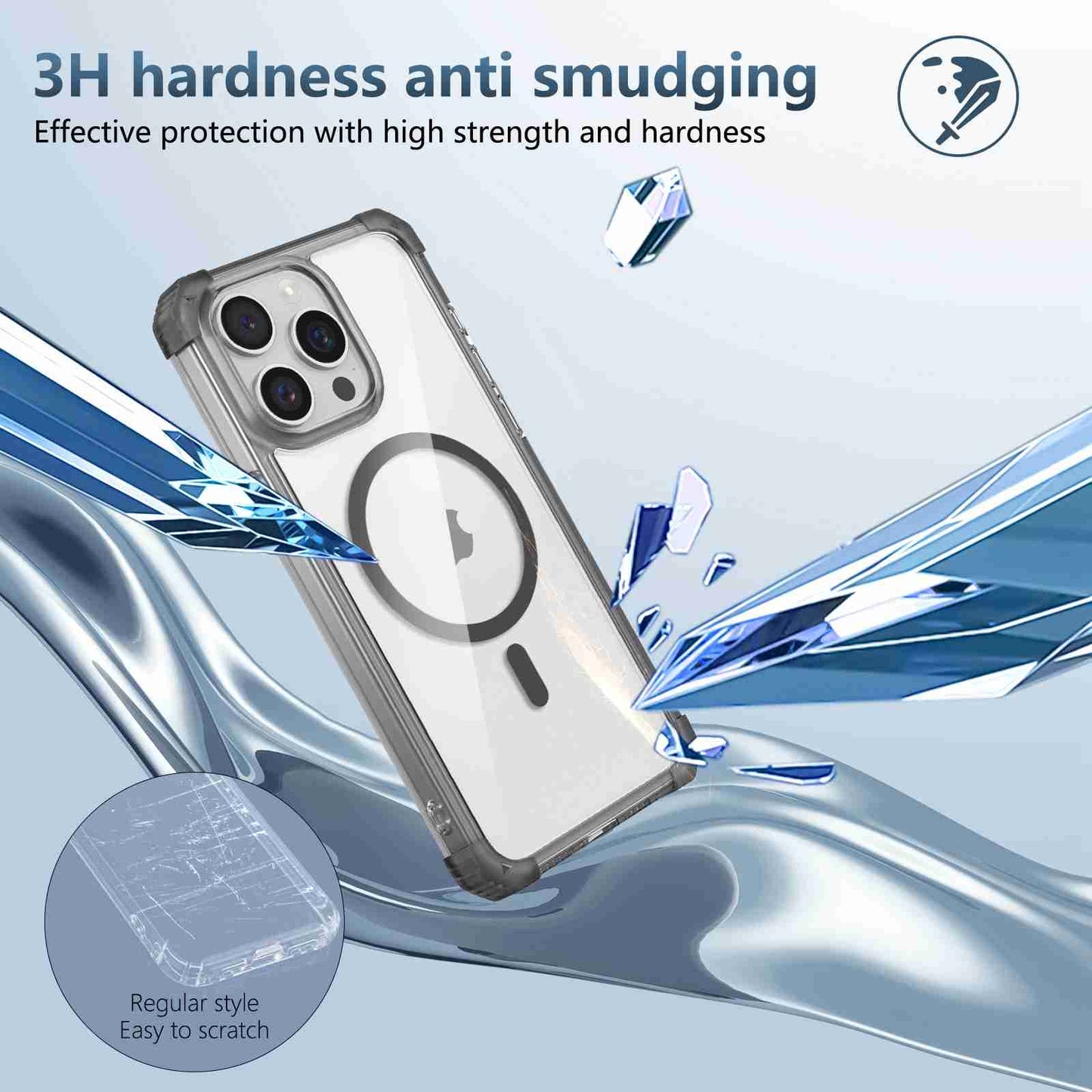 ELECTROPRIME For iPhone 15 Transparent MagSafe Magnetic Phone Case(Black)