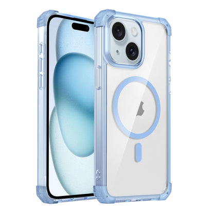 ELECTROPRIME For iPhone 15 Transparent MagSafe Magnetic Phone Case(Blue)