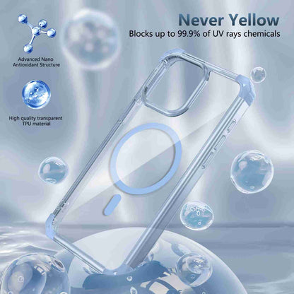 ELECTROPRIME For iPhone 15 Transparent MagSafe Magnetic Phone Case(Blue)