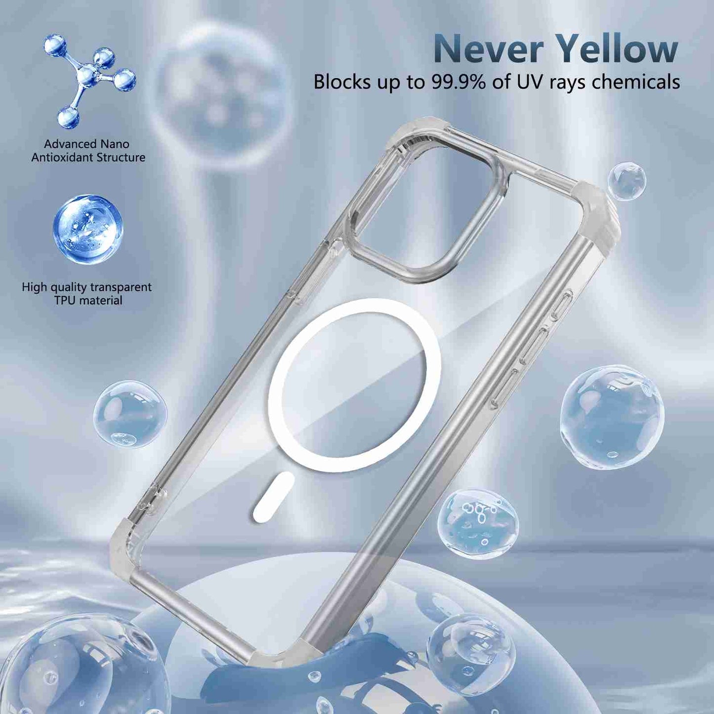 ELECTROPRIME For iPhone 15 Transparent MagSafe Magnetic Phone Case(Transparent)