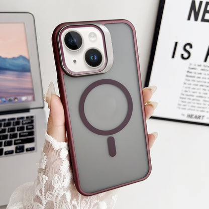 ELECTROPRIME For iPhone 15 J3 Magsafe Frame Bracket Shockproof Phone Case(Wine Red)
