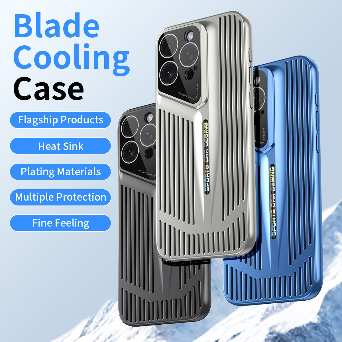 ELECTROPRIME For iPhone 15 Plus Blade Cooling PC Full Coverage Phone Case(Red)