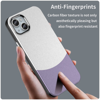 ELECTROPRIME For iPhone 15 Plus Leather Texture MagSafe Magnetic TPU + PC Phone Case(Light Purple)