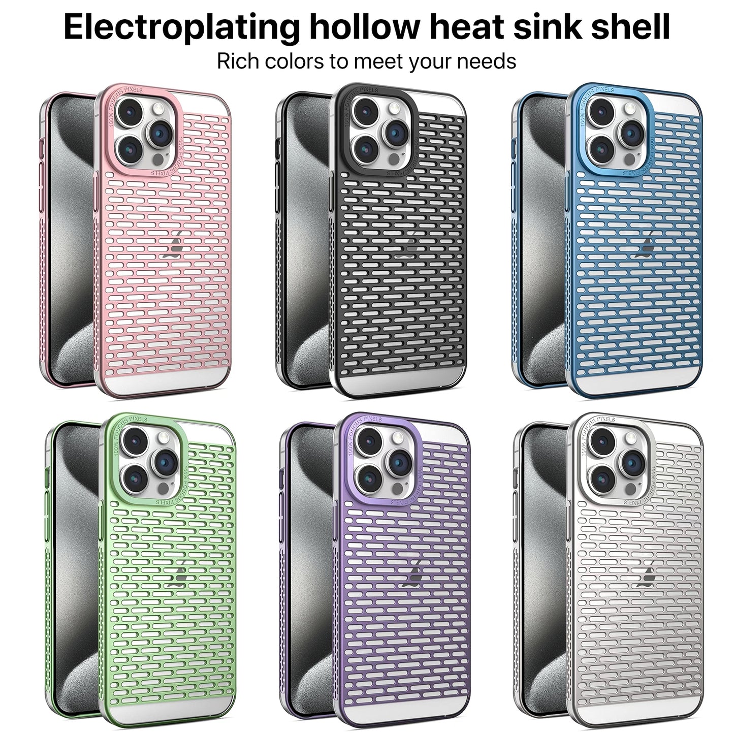 ELECTROPRIME For iPhone 15 Hollow Matte Electroplated PC Heat Dissipation Phone Case(Silver)