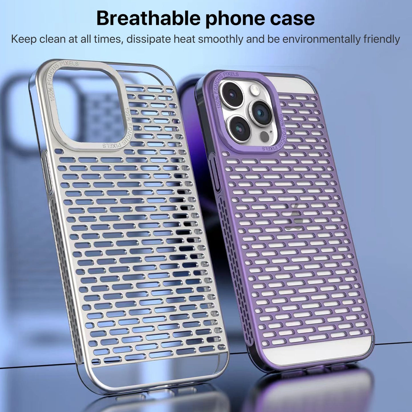 ELECTROPRIME For iPhone 15 Hollow Matte Electroplated PC Heat Dissipation Phone Case(Blue)