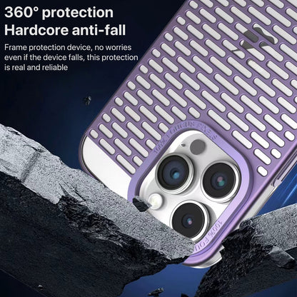 ELECTROPRIME For iPhone 15 Hollow Matte Electroplated PC Heat Dissipation Phone Case(Pink)