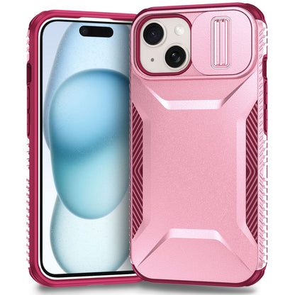 ELECTROPRIME For iPhone 15 Sliding Camshield Phone Case(Pink + Rose Red)