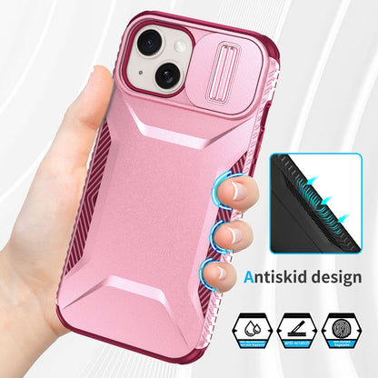 ELECTROPRIME For iPhone 15 Sliding Camshield Phone Case(Pink + Rose Red)