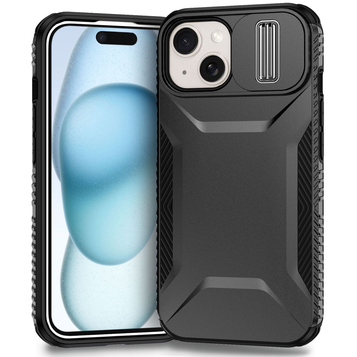 ELECTROPRIME For iPhone 15 Sliding Camshield Phone Case(Black)