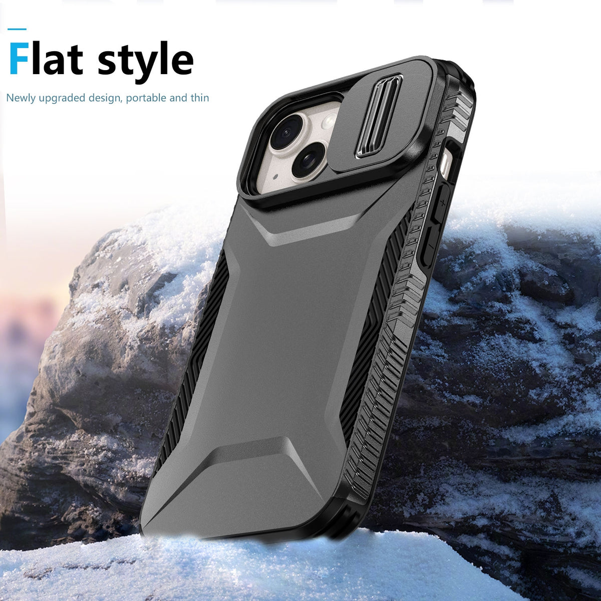 ELECTROPRIME For iPhone 15 Sliding Camshield Phone Case(Black)