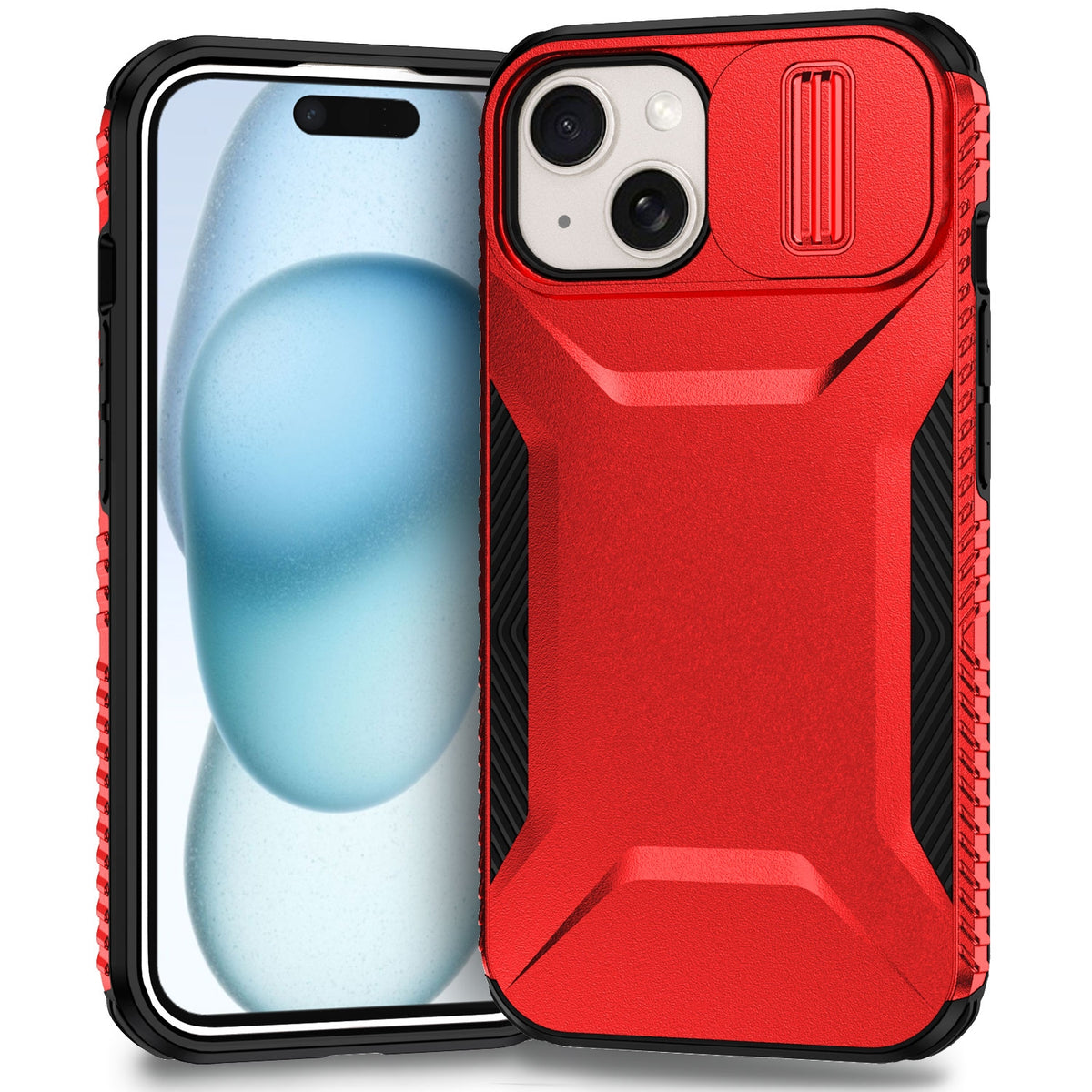 ELECTROPRIME For iPhone 15 Sliding Camshield Phone Case(Red)