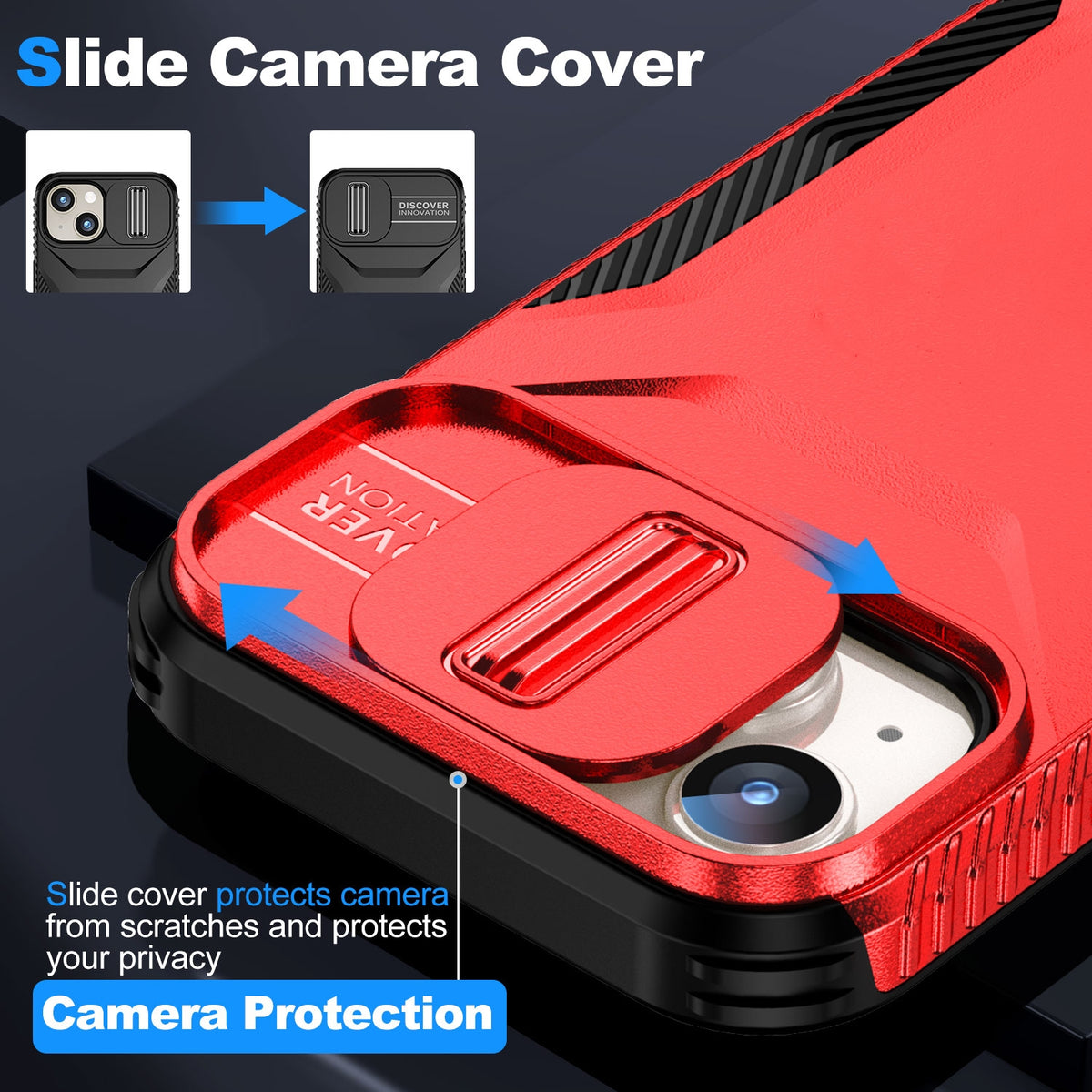 ELECTROPRIME For iPhone 15 Sliding Camshield Phone Case(Red)