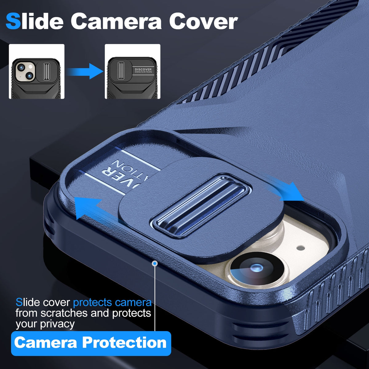 ELECTROPRIME For iPhone 15 Sliding Camshield Phone Case(Blue)