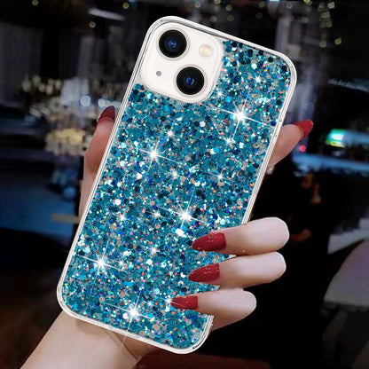 ELECTROPRIME For iPhone 15 Plus Transparent Frame Glitter Powder TPU Phone Case(Blue)