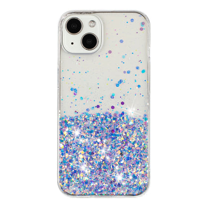 ELECTROPRIME For iPhone 15 Plus Transparent Frame Noctilucent Glitter Powder TPU Phone Case(Purple)