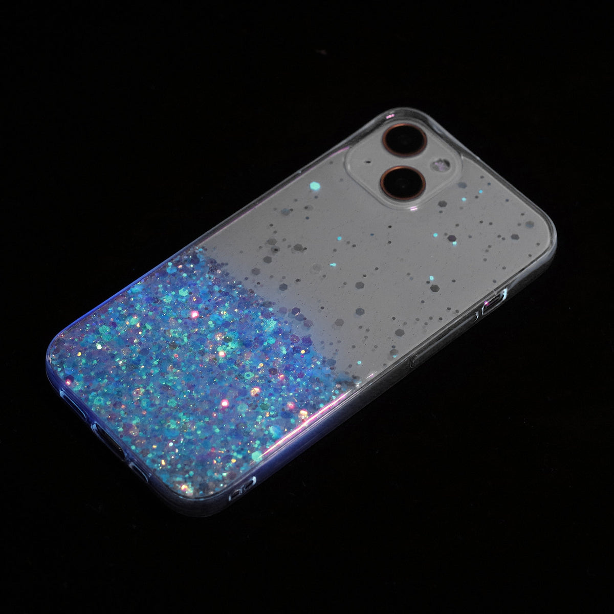 ELECTROPRIME For iPhone 15 Plus Transparent Frame Noctilucent Glitter Powder TPU Phone Case(Purple)