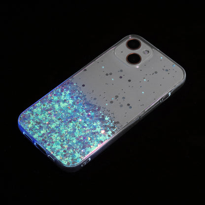 ELECTROPRIME For iPhone 15 Transparent Frame Noctilucent Glitter Powder TPU Phone Case(White)