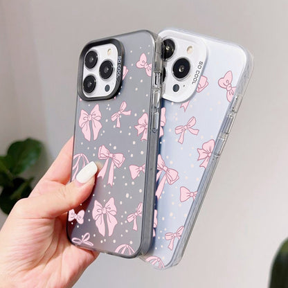 ELECTROPRIME For iPhone 15 Silver Painting PC Hybrid TPU Phone Case(Bow White)