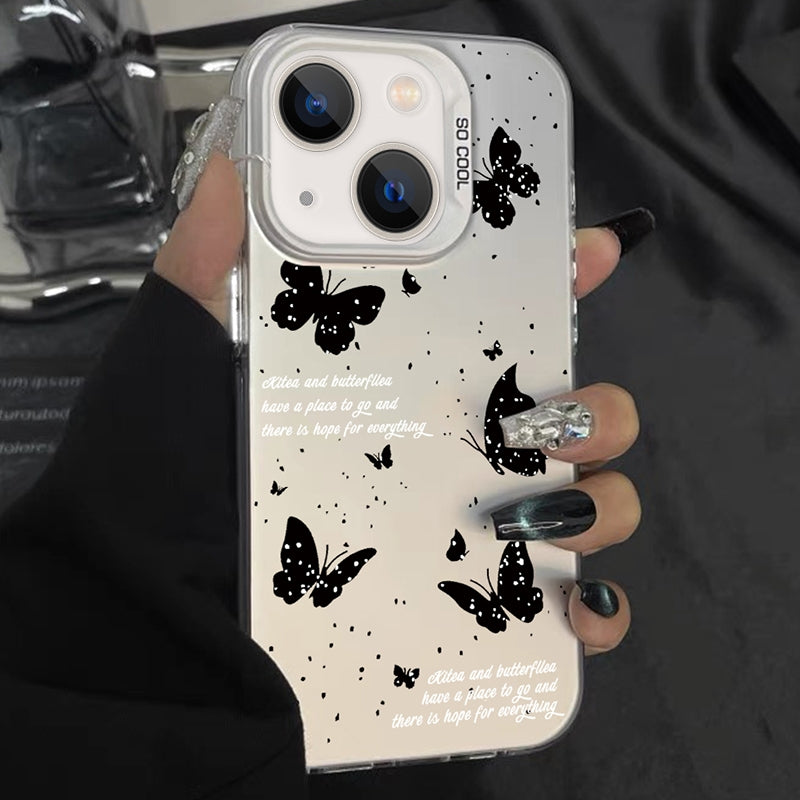 ELECTROPRIME For iPhone 15 Silver Painting PC Hybrid TPU Phone Case(Hollow Tulips White)