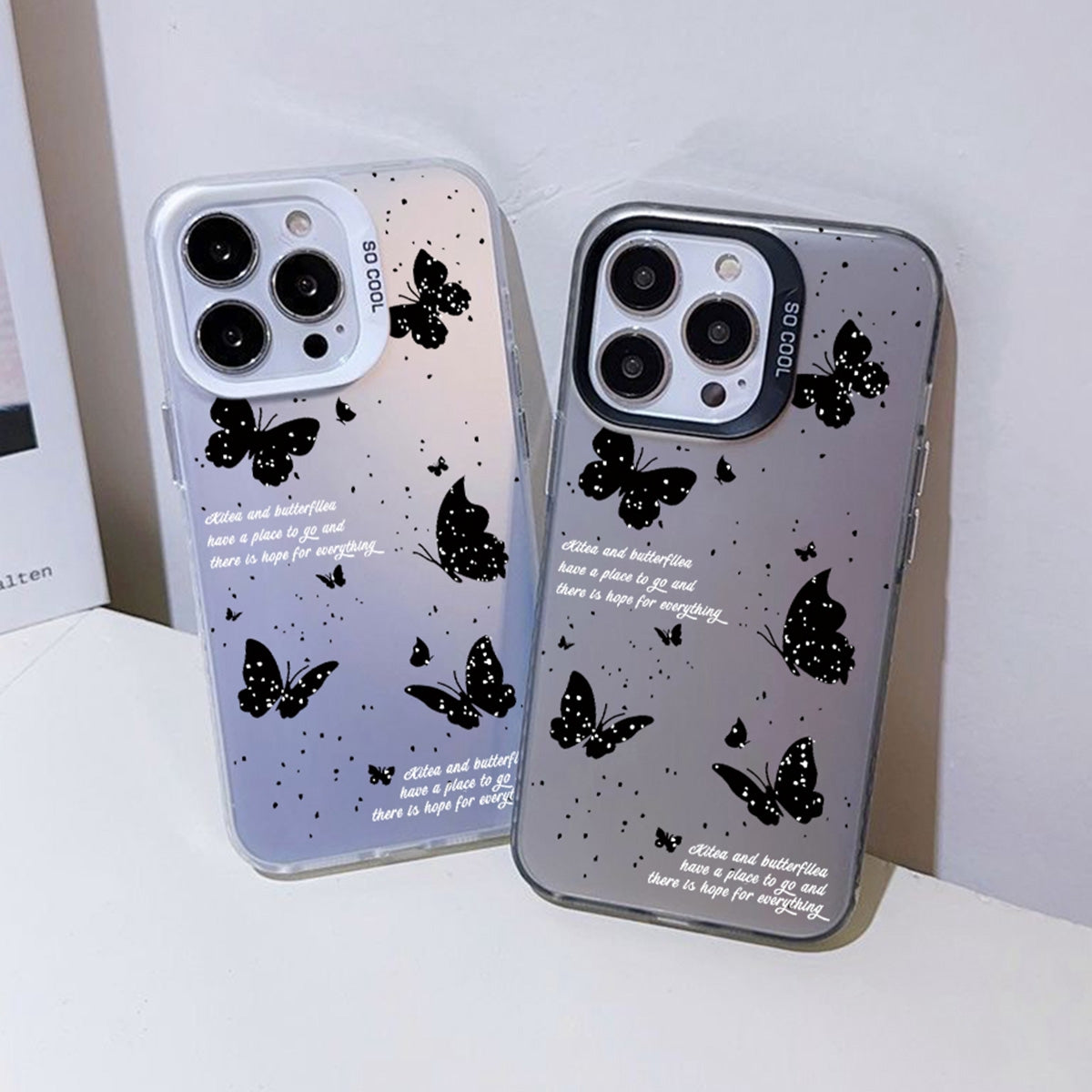 ELECTROPRIME For iPhone 15 Silver Painting PC Hybrid TPU Phone Case(Hollow Tulips White)