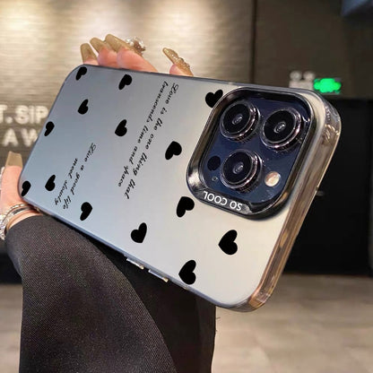 ELECTROPRIME For iPhone 15 Silver Painting PC Hybrid TPU Phone Case(Love Hearts Black)