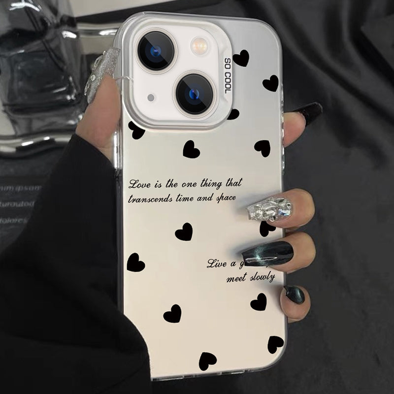 ELECTROPRIME For iPhone 15 Silver Painting PC Hybrid TPU Phone Case(Love Hearts White)