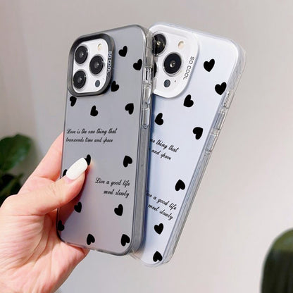 ELECTROPRIME For iPhone 15 Silver Painting PC Hybrid TPU Phone Case(Love Hearts White)