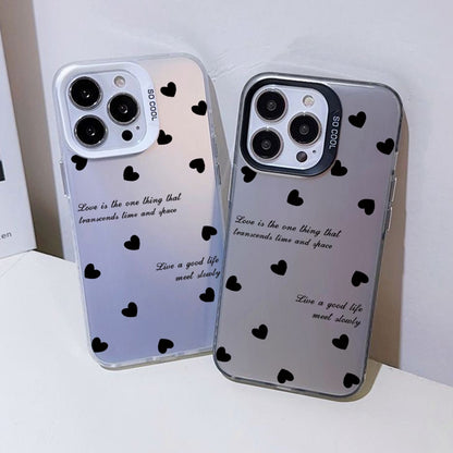 ELECTROPRIME For iPhone 15 Silver Painting PC Hybrid TPU Phone Case(Love Hearts White)