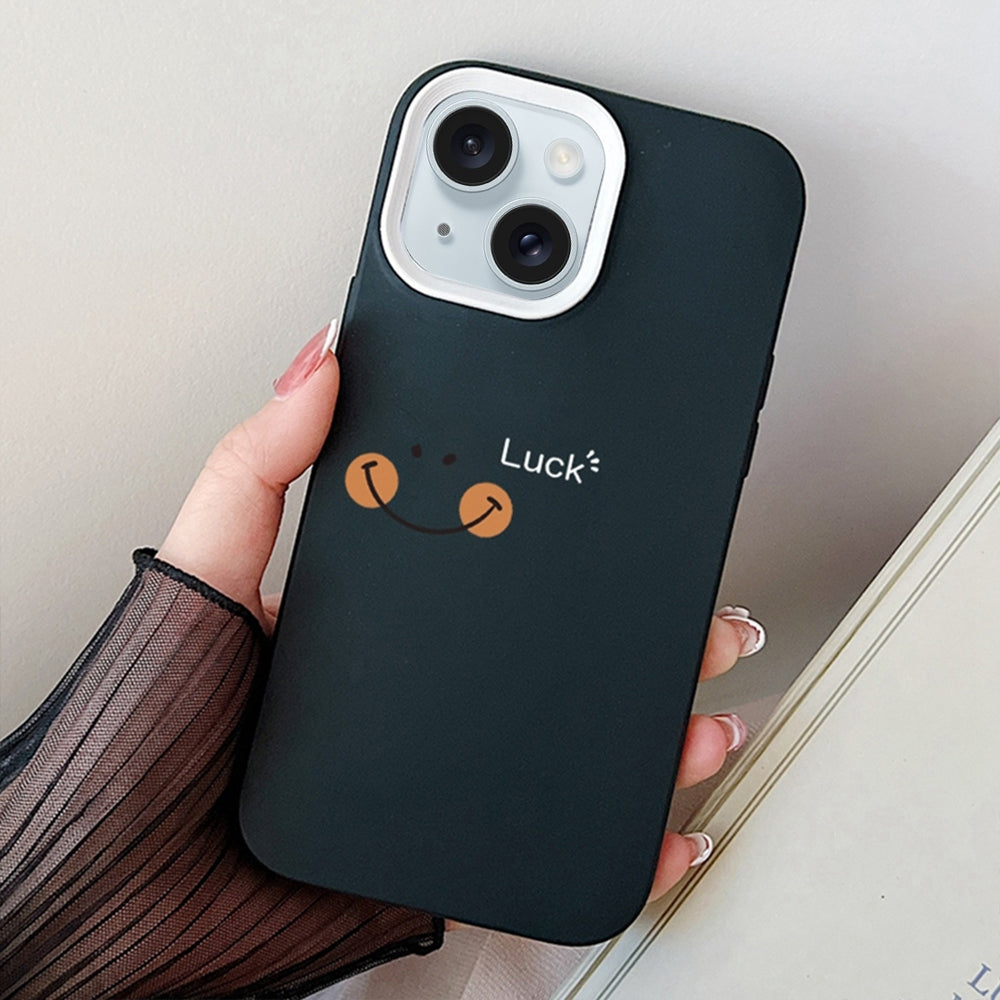 ELECTROPRIME For iPhone 15 Plus Smile Face PC Hybrid TPU Phone Case(Black)