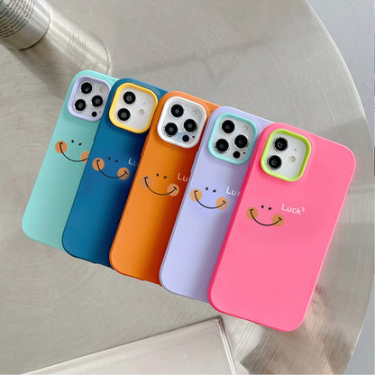 ELECTROPRIME For iPhone 15 Plus Smile Face PC Hybrid TPU Phone Case(Black)