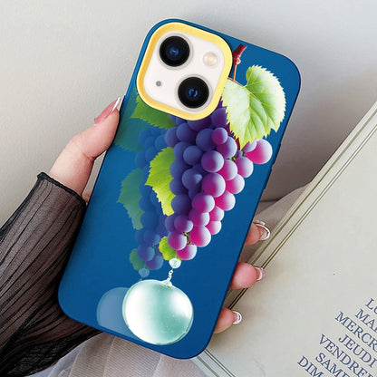 ELECTROPRIME For iPhone 15 Grape Pattern PC Hybrid TPU Phone Case(Royal Blue)