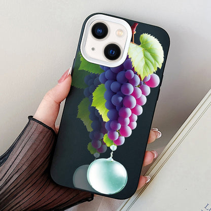 ELECTROPRIME For iPhone 15 Grape Pattern PC Hybrid TPU Phone Case(Black)