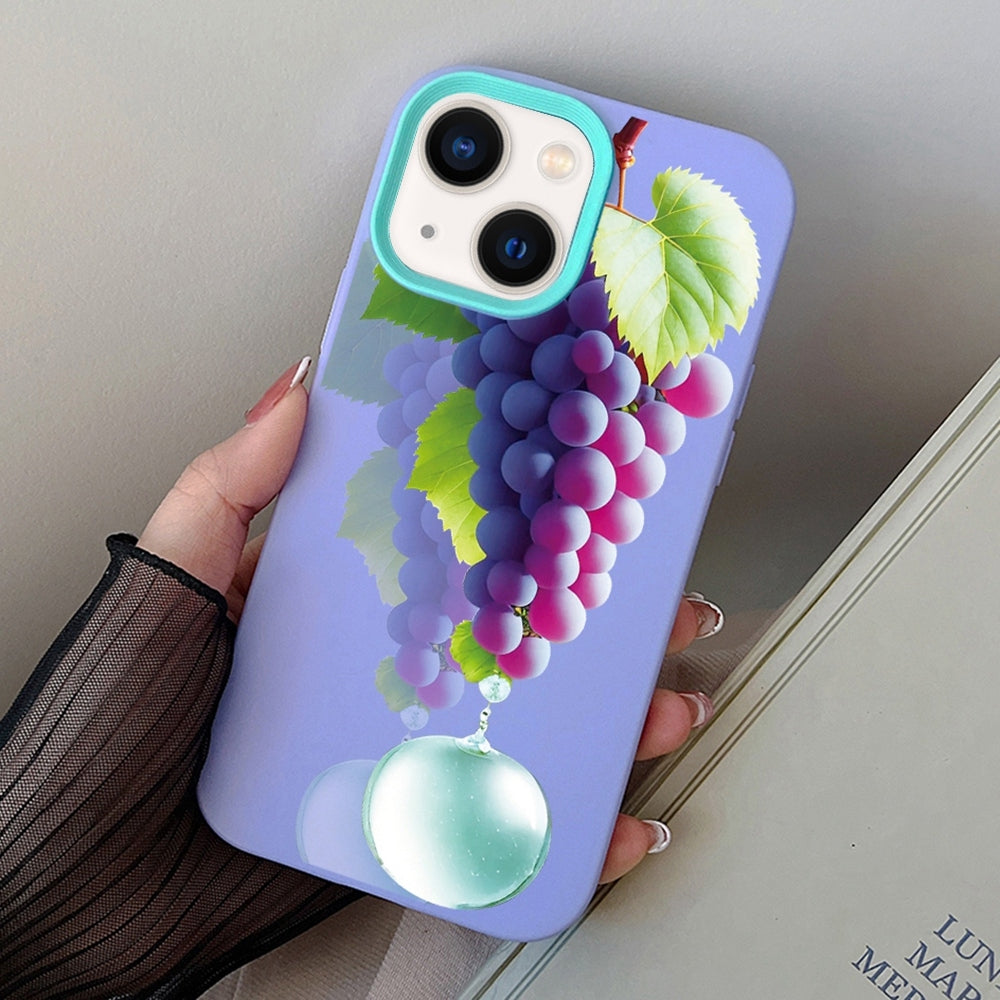 ELECTROPRIME For iPhone 15 Grape Pattern PC Hybrid TPU Phone Case(Purple)