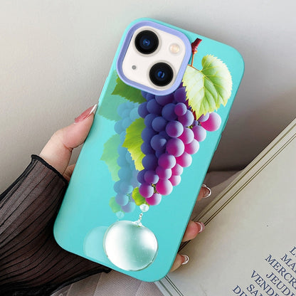 ELECTROPRIME For iPhone 15 Grape Pattern PC Hybrid TPU Phone Case(Sky Cyan)