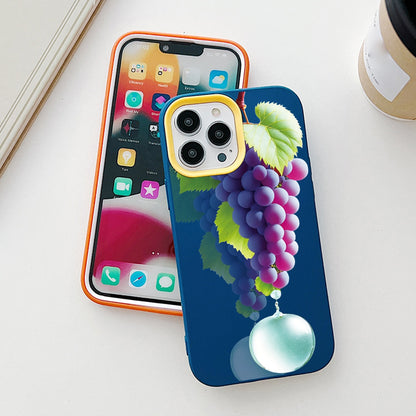 ELECTROPRIME For iPhone 15 Plus Grape Pattern PC Hybrid TPU Phone Case(Rose Red)