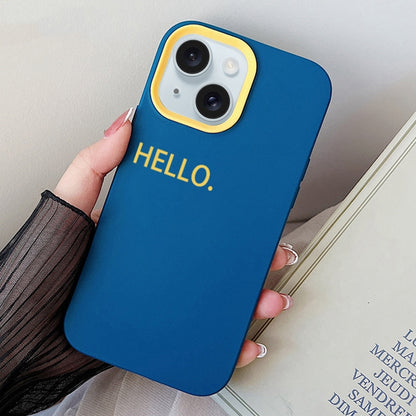 ELECTROPRIME For iPhone 15 HELLO Word PC Hybrid TPU Phone Case(Royal Blue)