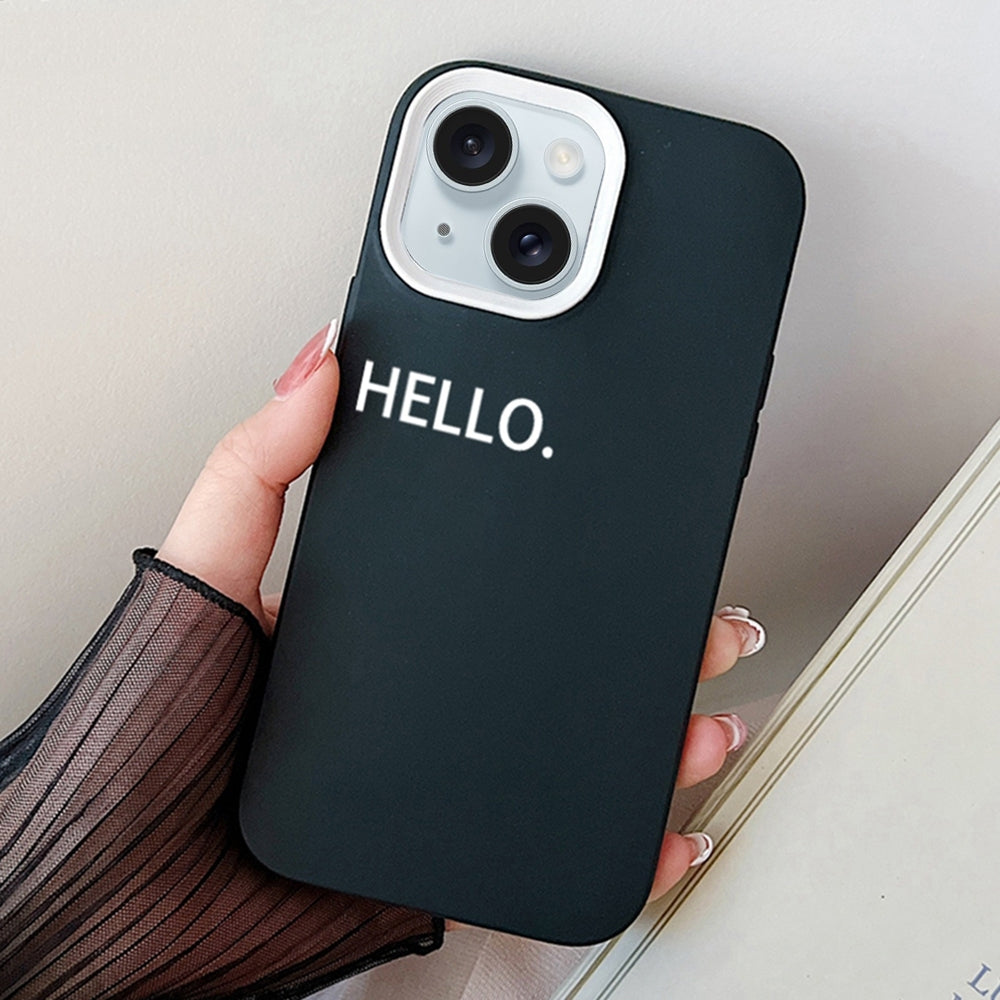 ELECTROPRIME For iPhone 15 HELLO Word PC Hybrid TPU Phone Case(Black)
