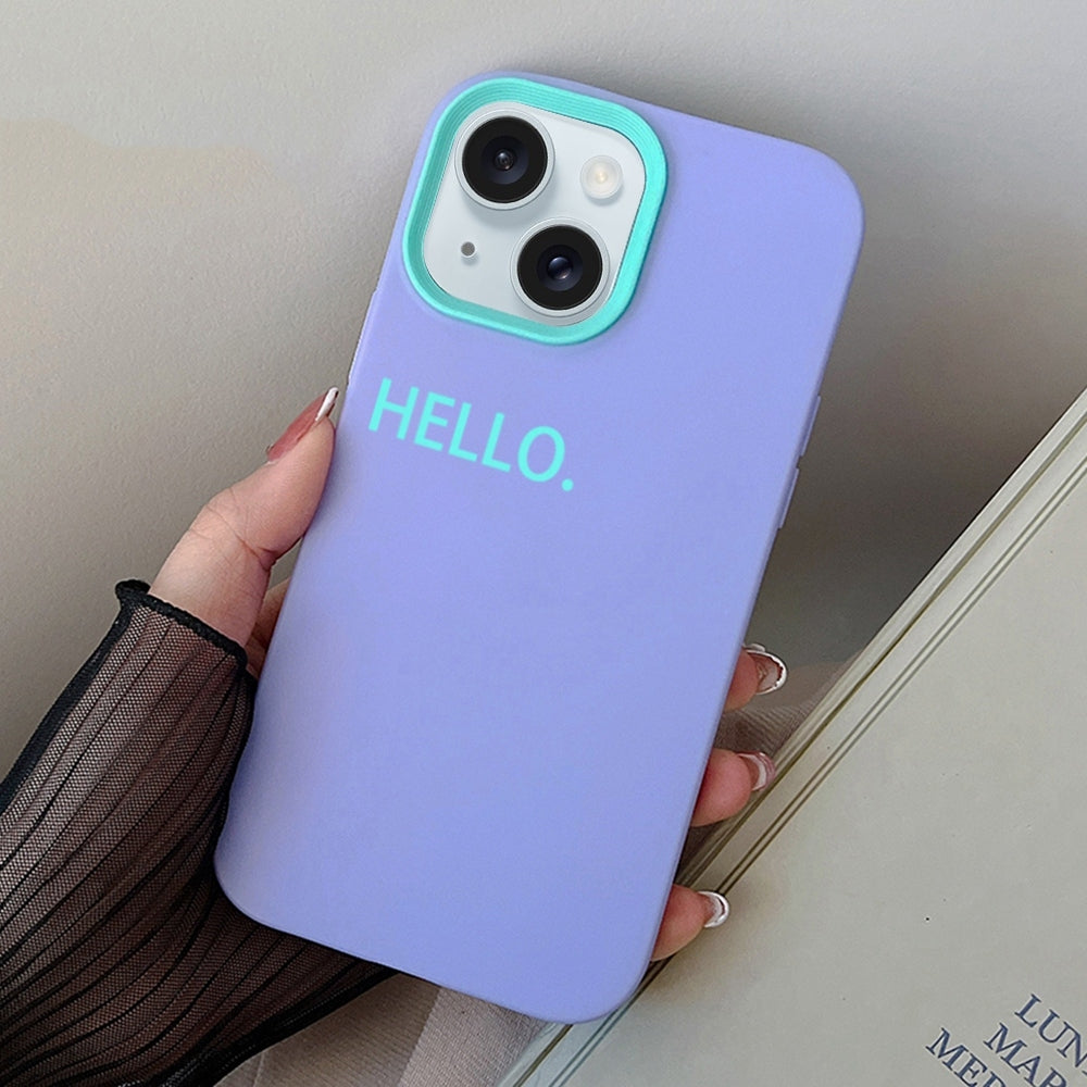 ELECTROPRIME For iPhone 15 HELLO Word PC Hybrid TPU Phone Case(Purple)