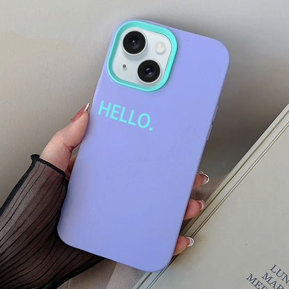 ELECTROPRIME For iPhone 15 HELLO Word PC Hybrid TPU Phone Case(Purple)