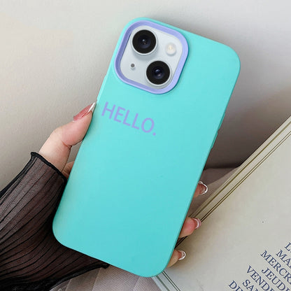 ELECTROPRIME For iPhone 15 HELLO Word PC Hybrid TPU Phone Case(Sky Cyan)