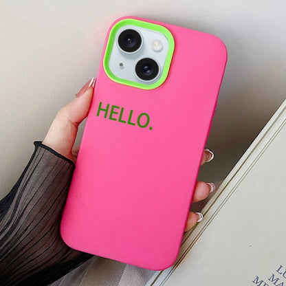 ELECTROPRIME For iPhone 15 HELLO Word PC Hybrid TPU Phone Case(Rose Red)