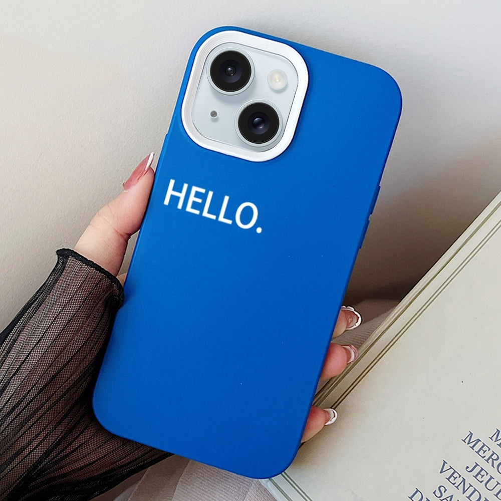 ELECTROPRIME For iPhone 15 HELLO Word PC Hybrid TPU Phone Case(Blue)