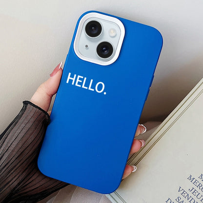 ELECTROPRIME For iPhone 15 HELLO Word PC Hybrid TPU Phone Case(Blue)