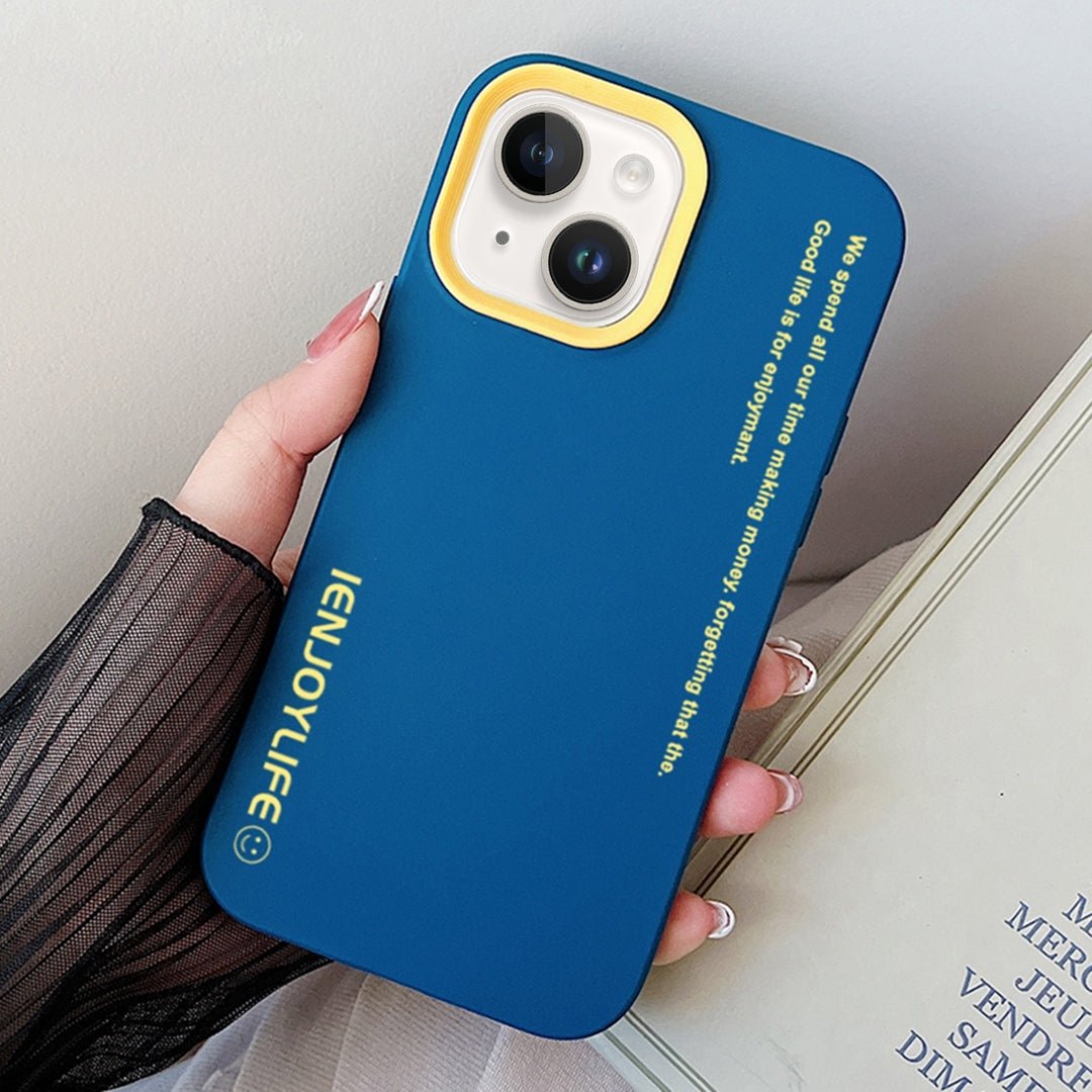 ELECTROPRIME For iPhone 15 Simple Words PC Hybrid TPU Phone Case(Royal Blue)