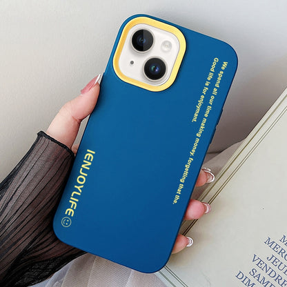 ELECTROPRIME For iPhone 15 Simple Words PC Hybrid TPU Phone Case(Royal Blue)