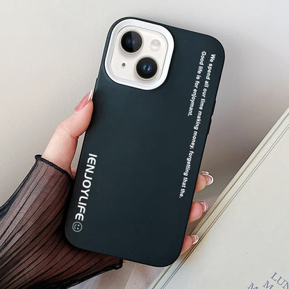 ELECTROPRIME For iPhone 15 Simple Words PC Hybrid TPU Phone Case(Black)