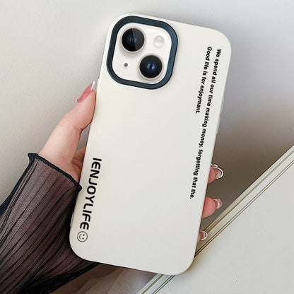 ELECTROPRIME For iPhone 15 Simple Words PC Hybrid TPU Phone Case(White)