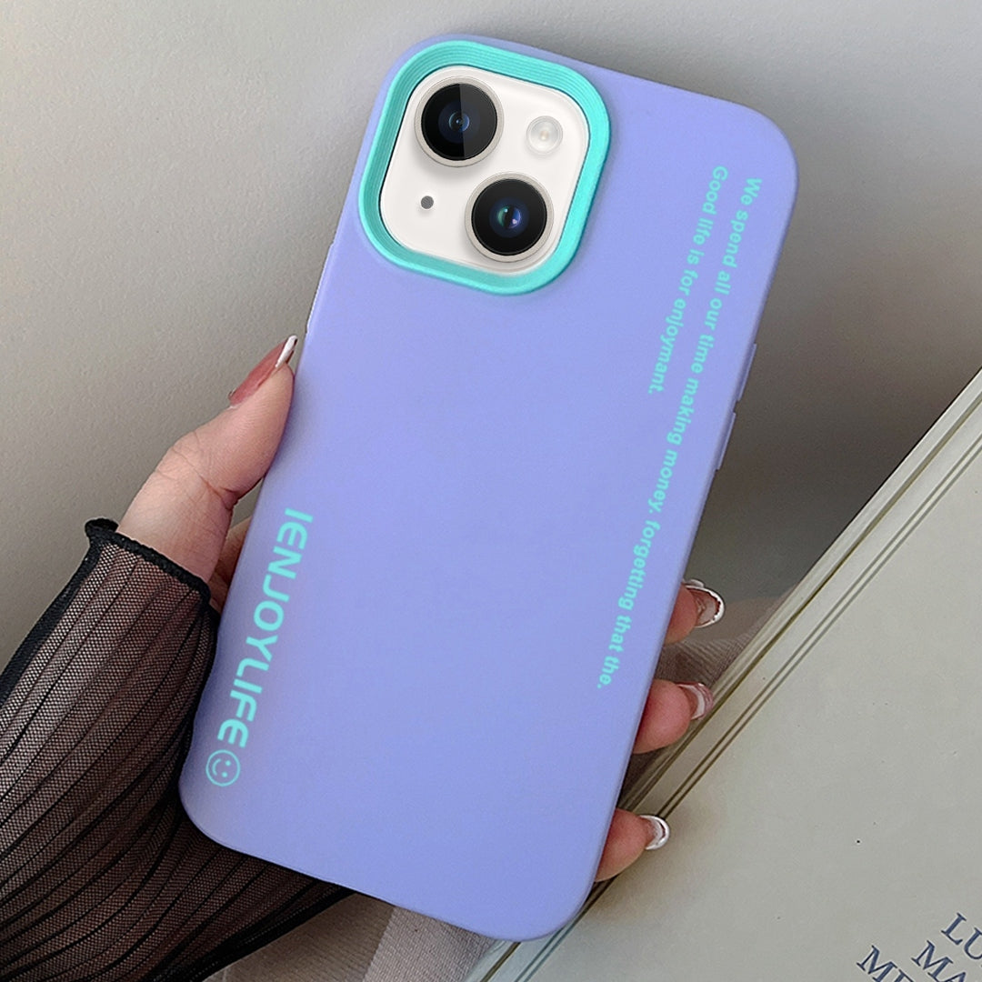 ELECTROPRIME For iPhone 15 Simple Words PC Hybrid TPU Phone Case(Purple)