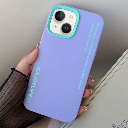 ELECTROPRIME For iPhone 15 Simple Words PC Hybrid TPU Phone Case(Purple)
